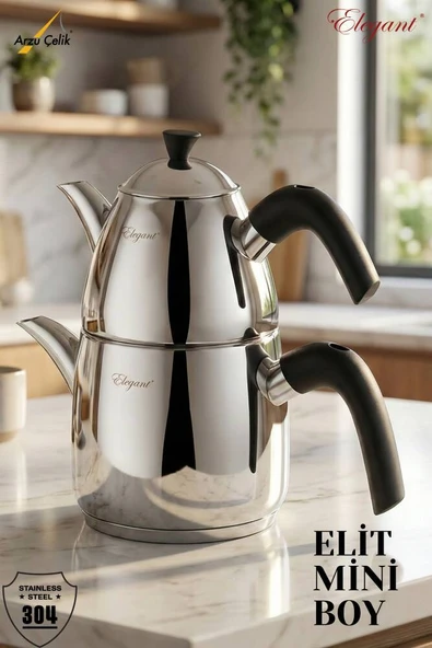 ELEGANT Elit Mini Boy Bakalit Kulplu Çaydanlık Takımı - Siyah ürün görseli 1
