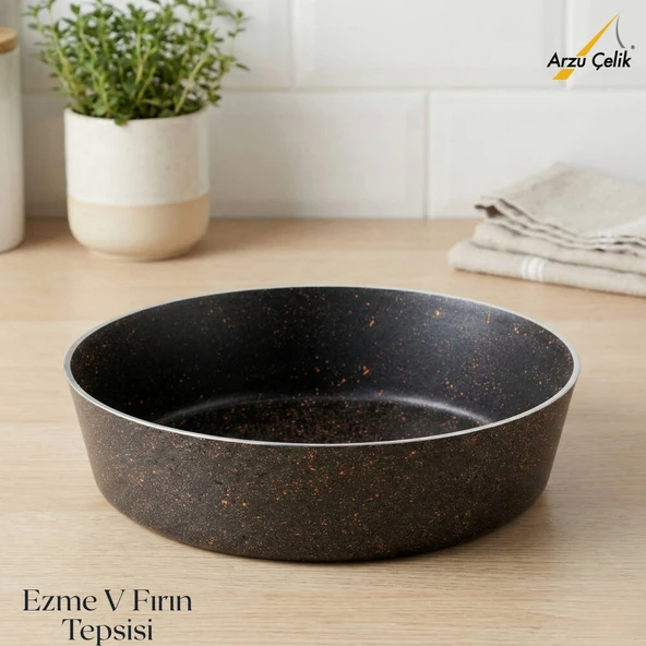 ARZU ÇELİK 28 Cm Granit Ezme V Fırın Tepsisi - Siyah ürün görseli 1