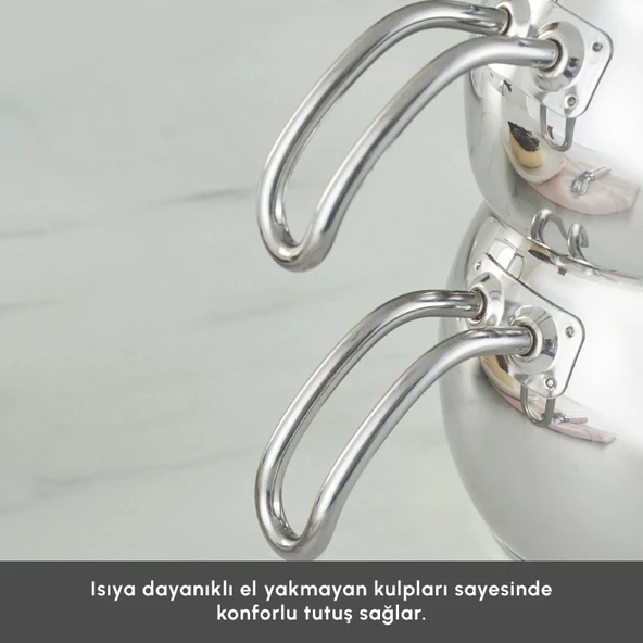 Karaca Adelya Çelik Saplı Mini Boy Çaydanlık - Resim 5