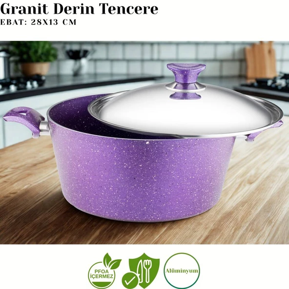 ARZU ÇELİK 9 Parça Granit Set Çelik Kapak - Violet - Resim 3