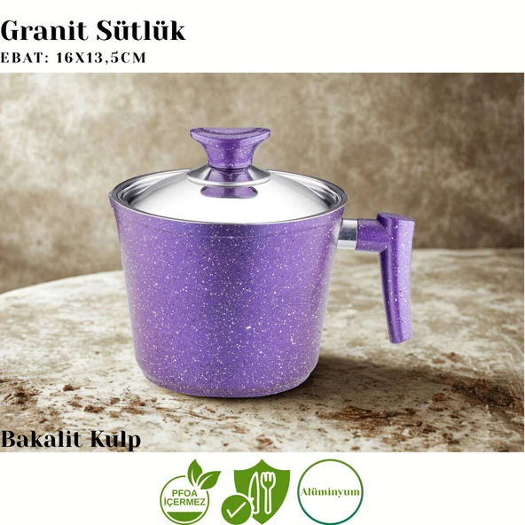 ARZU ÇELİK 12 Parça Granit Set Çelik Kapak - Violet - Resim 6