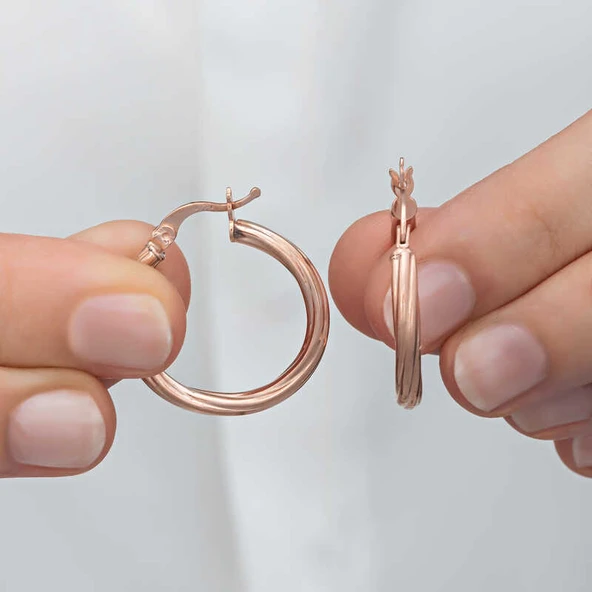 Norino Gümüş Rose 3 mm Burgu Şarnel Küpe ürün görseli 1