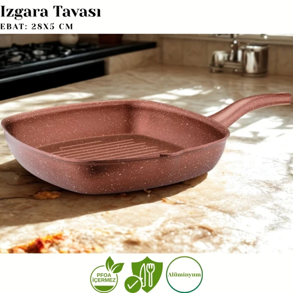KATRE 28 Cm Granit Izgara Tavası - Koyu Bakır ürün görseli 1