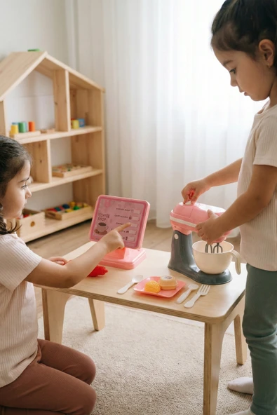 Kutulu Işıklı Oyuncak Kahve Makinesi Ve Mikser Set Pembe ürün görseli 1