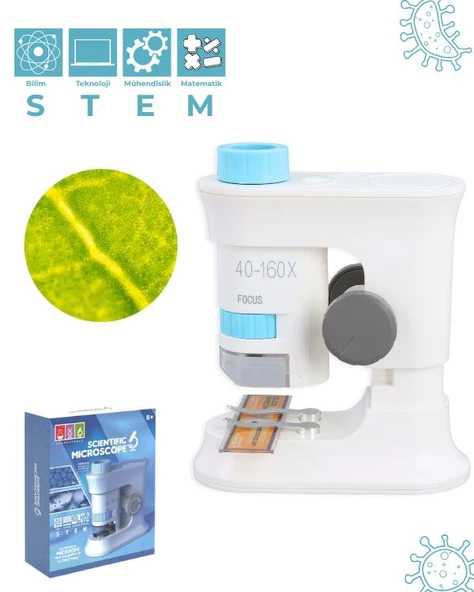 Temel Taşınabilir Stantlı Çocuk Mikroskobu 40x 160x, STEM Eğitim Mikroskobu ürün görseli 1