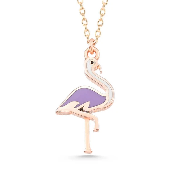 Norino 925 Ayar Gümüş Rose Flamingo Kadın Kolye ürün görseli 1