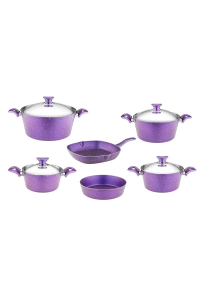 ARZU ÇELİK 10 Parça Granit Set Çelik Kapak - Violet - Resim 8