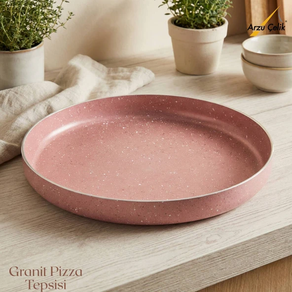 ARZU ÇELİK 32 Cm Granit Pizza Tepsisi - Pembe ürün görseli 1