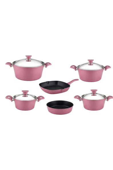 ARZU ÇELİK 10 Parça Granit Set Çelik Kapak - Mürdüm - Resim 8
