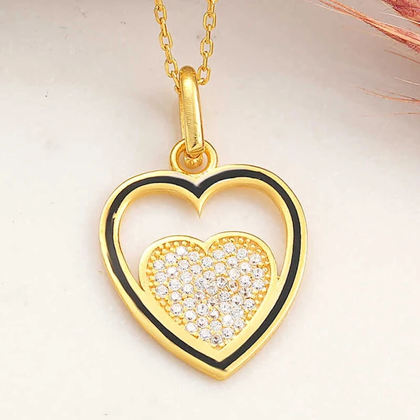 Norino 925 Ayar Gümüş Gold Kalp Kadın Kolye ürün görseli 1