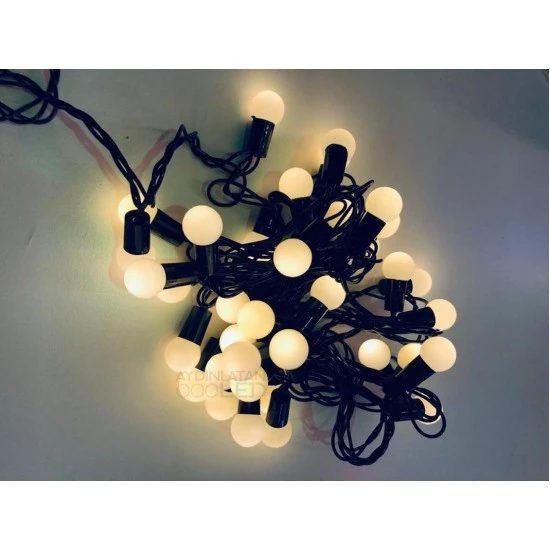 Norino 5 Metre 28 Led Fişli Sarı Işık Mini Top Led Siyah Kablo ürün görseli 1