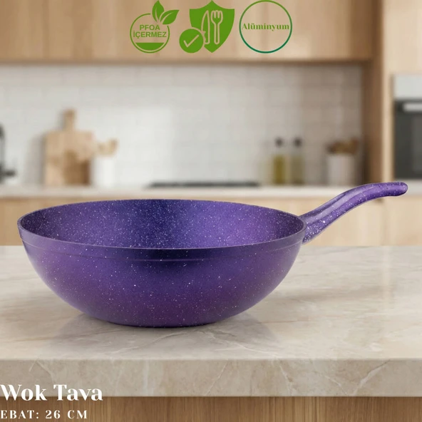 ARZU ÇELİK 26 Cm Granit Wok Tava - Violet ürün görseli 1