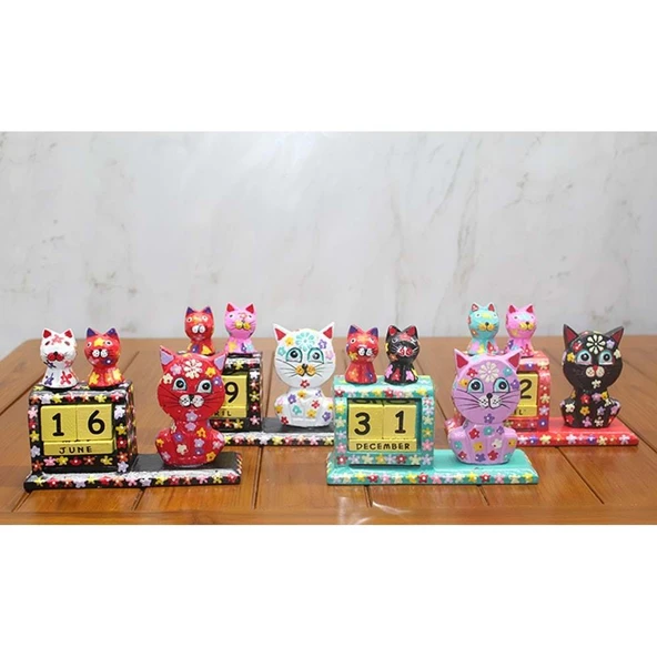 Norino Ahşap Kedili Takvim ürün görseli 1