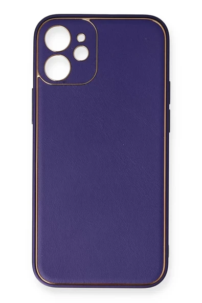 Newface Apple iPhone 12 Mini Kılıf Coco Deri Silikon Kapak - Mor ürün görseli 1