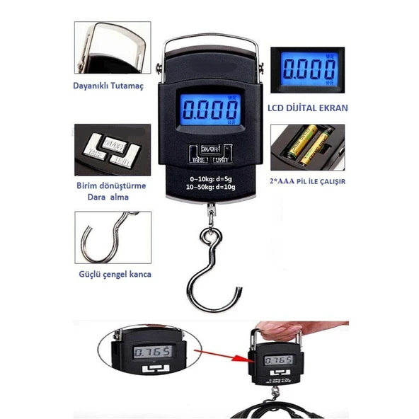 Norino Elektronik Dijital El Kantarı 50 Kg Terazi Tartı 10 Gr Hassasiyet ürün görseli 1