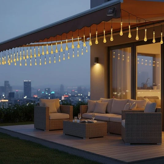 Norino Damla Şeklinde 50 Led Güneş Enerjili Bahçe Balkon Aydınlatma 7 Metre ışık ürün görseli 1