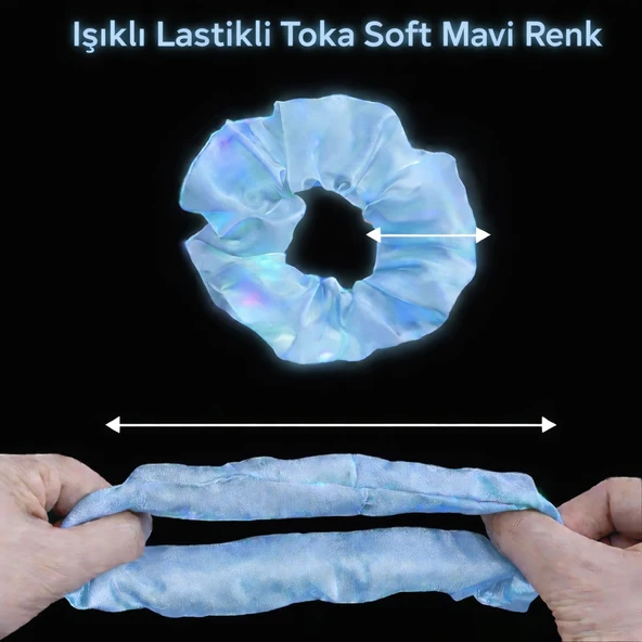 Norino Soft Mavi Renk Led Işıklı Lastikli Saç Tokası ürün görseli 1