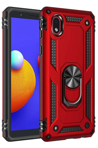 Newface Samsung Galaxy A01 Core Kılıf Sofya Yüzüklü Silikon Kapak - Kırmızı ürün görseli 1