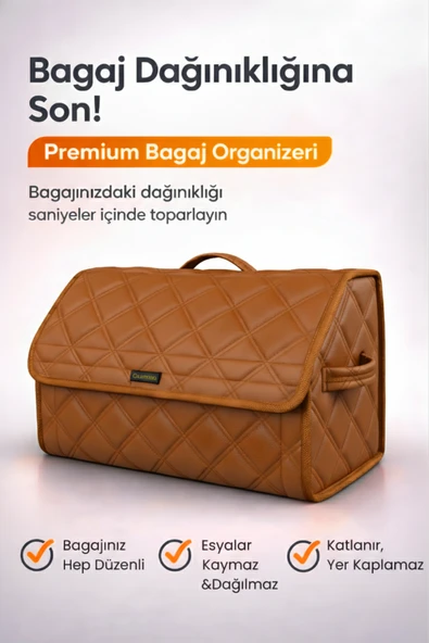 Bagaj Çantası Oto Bagaj Organizer Çift Kat Deri Su Geçirmez Kaymaz Katlanır Araç Düzenleyici - DRCY7 ürün görseli 1
