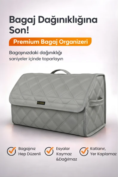 Bagaj Çantası Oto Bagaj Organizer Çift Kat Deri Su Geçirmez Kaymaz Katlanır Araç Düzenleyici - DRCY9 ürün görseli 1