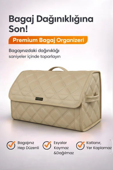 Bagaj Çantası Oto Bagaj Organizer Çift Kat Deri Su Geçirmez Kaymaz Katlanır Araç Düzenleyici - DRCY8 ürün görseli 1