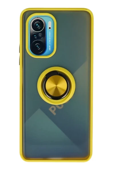 Newface Xiaomi Redmi K40 Kılıf Montreal Yüzüklü Silikon Kapak - Sarı ürün görseli 1