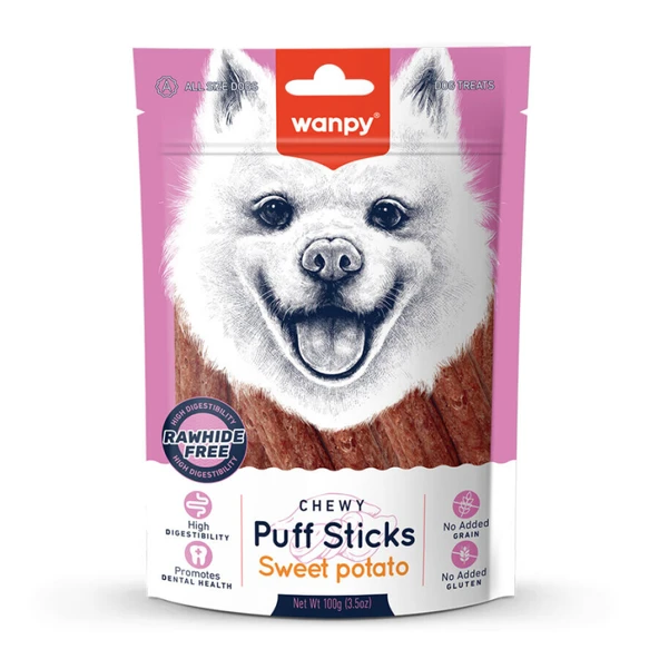 Wanpy Chewy Puff Sticks Tahılsız Tatlı Patatesli Köpek Ödül Maması 100gr ürün görseli 1