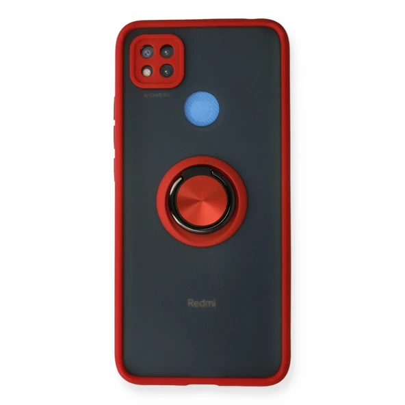 Redmi 9C Kılıf Montreal Yüzüklü Silikon Kapak - Kırmızı