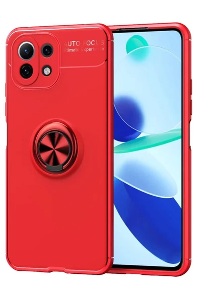 Newface Xiaomi Mİ 11 Lite Kılıf Range Yüzüklü Silikon - Kırmızı ürün görseli 1