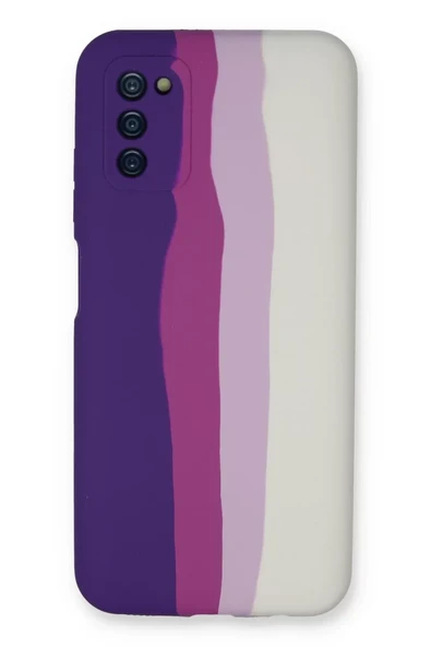 Newface Samsung Galaxy A03S Kılıf Ebruli Lansman Silikon - Mor-Beyaz ürün görseli 1