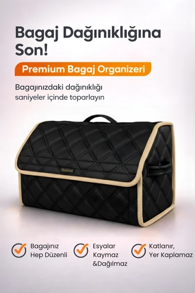 Bagaj Çantası Oto Bagaj Organizer Çift Kat Deri Su Geçirmez Kaymaz Katlanır Araç Düzenleyici - DRCX6 ürün görseli 1