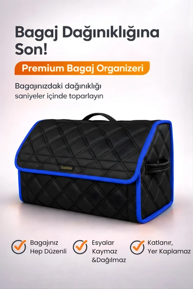 Bagaj Çantası Oto Bagaj Organizer Çift Kat Deri Su Geçirmez Kaymaz Katlanır Araç Düzenleyici - DRCX3 ürün görseli 1