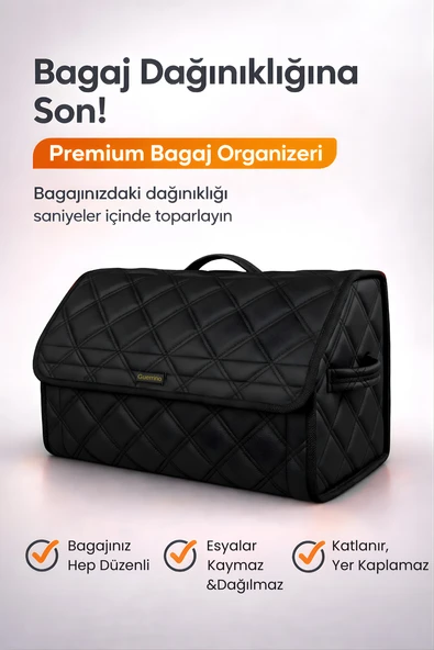 Bagaj Çantası Oto Bagaj Organizer Çift Kat Deri Su Geçirmez Kaymaz Katlanır Araç Düzenleyici - DRCX2 ürün görseli 1