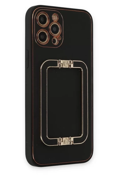 Newface Apple iPhone 12 Pro Max Kılıf Coco Elit Kapak - Siyah - Resim 2