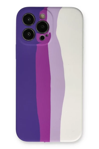 Newface Apple iPhone 13 Pro Kılıf Ebruli Lansman Silikon - Mor-Beyaz ürün görseli 1