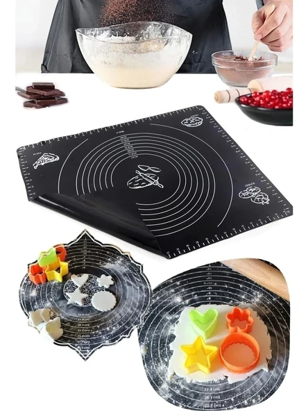Silikon Hamur Açma Matı Ölçülü Isıya Dayanır Hamur Yoğurma Matı 50x40 ürün görseli 1