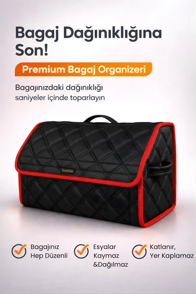 Bagaj Çantası Oto Bagaj Organizer Çift Kat Deri Su Geçirmez Kaymaz Katlanır Araç Düzenleyici - DRCX1 ürün görseli 1