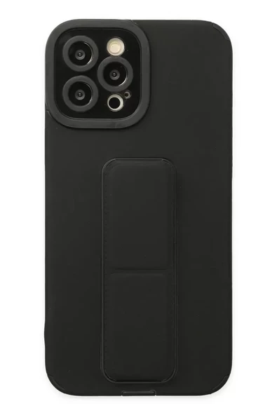 Newface Apple iPhone 12 Pro Max Kılıf Mega Standlı Silikon - Siyah ürün görseli 1