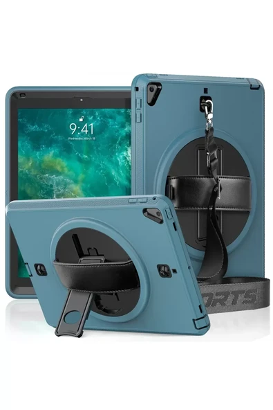Newface Apple iPad 5 Air 9.7 Kılıf Strap-C Otterbox Tablet Kapak - Mavi ürün görseli 1
