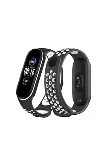 Newface Xiaomi Mi Band 4 Spor Delikli Kordon - Siyah-Beyaz ürün görseli 1