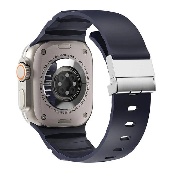 Apple Watch 7 45mm Zore KRD-145 Metal Tokalı Silikon Kordon ürün görseli 1