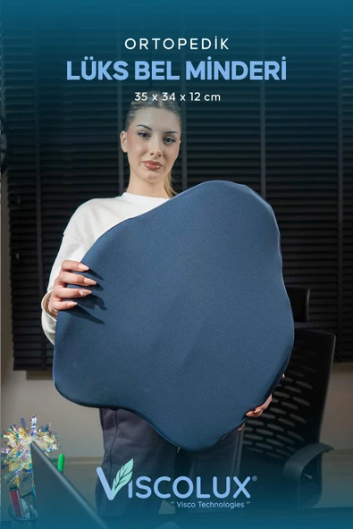 Ortopedik Lüks Bel Destek Yastığı - Premium Visco Bel Destek Minderi Mavi 54x42x9 ürün görseli 1