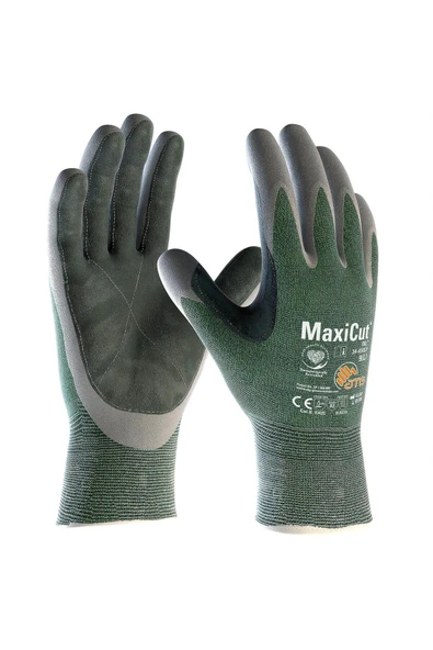 ATG MaxiCut Oil 34-450LP Deri Takviyeli İş Eldiveni Gri Yeşil C Dirençli No 10 ürün görseli 1