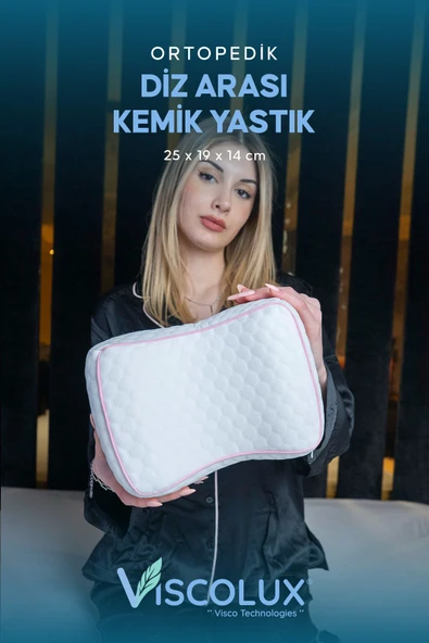 Bacak Arası Ortopedik Yastık - Diz Bacak Arası Visco Yastık Bacak Destek Minderi Pembe 25x19x14 ürün görseli 1