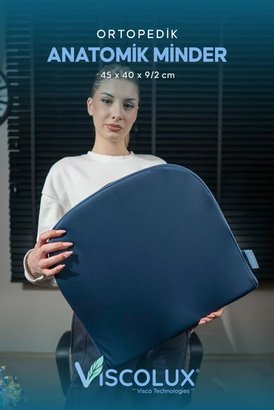Anatomik Visco Ortopedik Minder - Ofis Araba Sandalye Minderi Mavi 44x36x9/2 ürün görseli 1