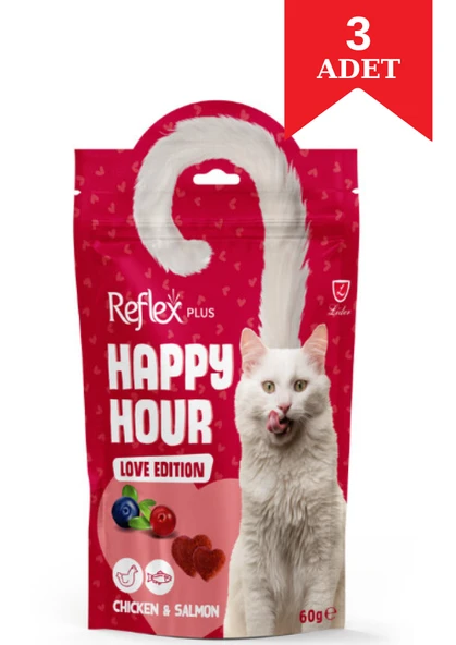 Reflex Plus Happy Hour Love Edition Tavuklu ve Somonlu Kedi Ödül Maması 60 Gr X 3 Adet ürün görseli 1