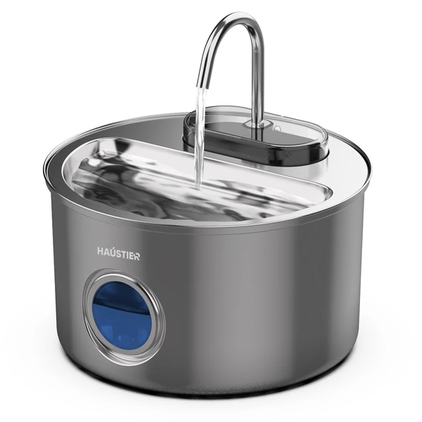 Haustier WF009LS-M Otomatik Kedi Su Çeşmesi,Kedi Su Sebili, Su Pınarı 3.5Lt Geniş Hazne, SUS304 Çelik, Ultra Sessiz, Çok Katmanlı Filtrasyon, Pencereli Metal Tasarım ürün görseli 1