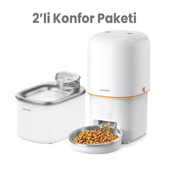 Haustier PWF Akıllı Beslenme İstasyonu, Akıllı Kedi Mama Kabı & Kedi Su Sebili İkisi Bir Arada Avantaj Set, PF02 Akıllı Mama Kabı, WF007L Otomatik Kedi Su Sebili, Combo Set Beyaz ürün görseli 1