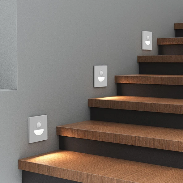 Modern Kare Üç Renk ve Akıllı Sensör! Modern Merdiven Aydınlatması ürün görseli 1
