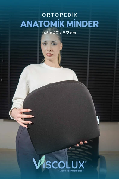 Anatomik Visco Ortopedik Minder - Ofis Araba Sandalye Minderi Siyah 44x36x9/2 ürün görseli 1